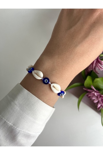 Fynbos Deniz Kabuklu Nazar Boncuklu Marine Makrome Bileklik