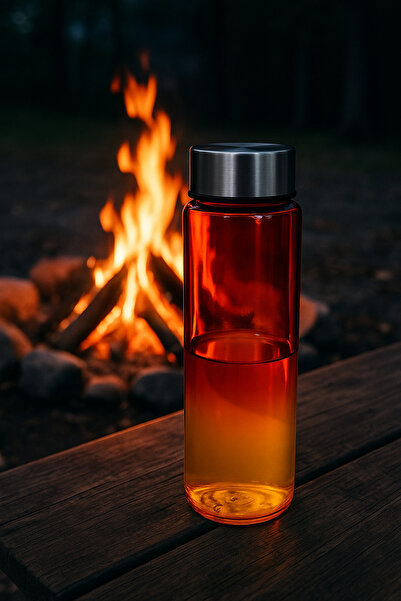 Blissra قارورة زجاجية مزدوجة اللون سعة 550 سي سي - غطاء معدني، زجاجة ماء مانعة للتسرب