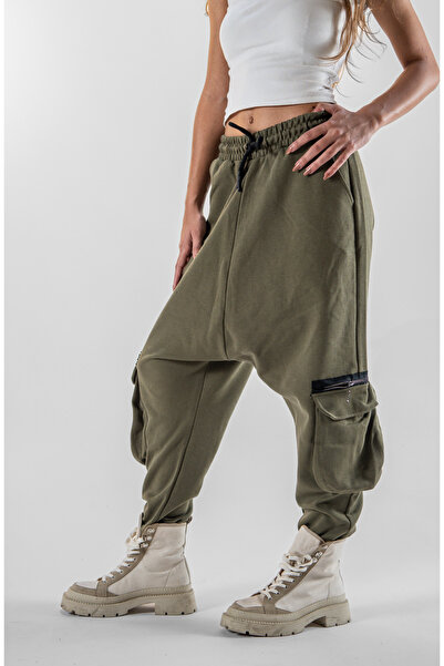 Superbluemexico Women's Khaki Pocket Detailed Shalwar Trousers