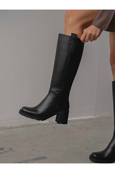 ECENİN BUTİĞİ Livia Siyah Hakiki Deri Kadın Çizme
