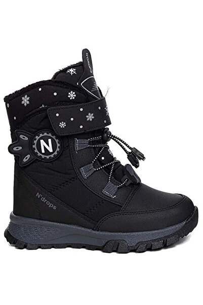 BURAK ALDAY SHOES Ndrops Durable, Waterproof, Orthopedic, Velcro, Black-Smoke Girls' Snow Boots Shoes