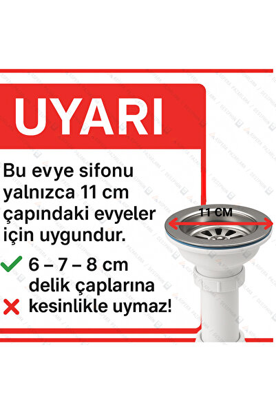 DESIPHON S Çiftli Çöpmak Sifonu 11 cm Çap Koku Önleyici Lavabo Banyo Mutfak Gider Boru Bağlantısı