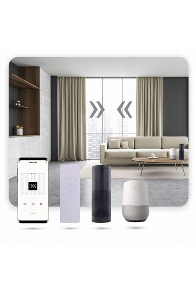 PATRAZ Șină electrică inteligentă pentru perdea 3,2 m cu WiFi, telecomandă, compatibilă cu Alexa/Google Home, albă
