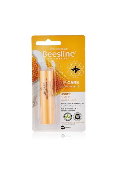 Beesline العناية بالشفاه بالعسل والحليب، عبوة واحدة، تحمي الشفاه من الظروف ال...