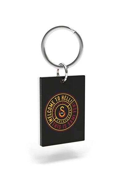 Galatasaray Licensed Yellow Red Keychain Lion with Wooden Box