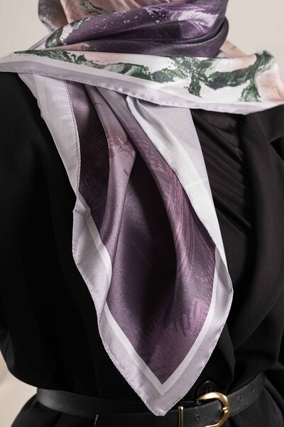 Akel “Ψηφιακό κρυστάλλινο μοτίβο κασκόλ 95x95 – Παστέλ μοτίβο-1