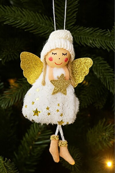BeySüS Χριστουγεννιάτικο στολίδι για χριστουγεννιάτικο δέντρο Χρυσό φτερό αγγέλου χιονιού Χρυσό αστέρι