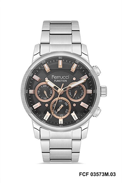 Ferrucci Fcf03573M.03 Silver Color Black Dial All Functions 42mm Active Men's...