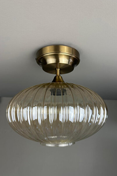 Bamyum Elegant Bal Rengi Cam Kalın Piramit Avize İç Mekan Aydınlatma Dekorati...