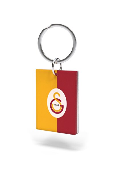 Galatasaray Licensed Yellow Red Keychain Lion with Wooden Box