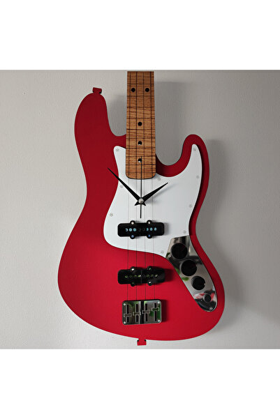Time Reflection Dekoratif Kırmızı Jazz Bass Gitar Duvar Saati