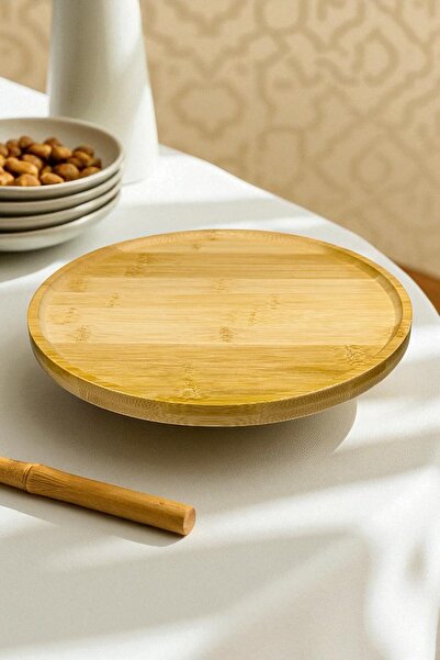 Kitchen Way Standing Bamboo Presentation Tray Round Tray Kw-924
