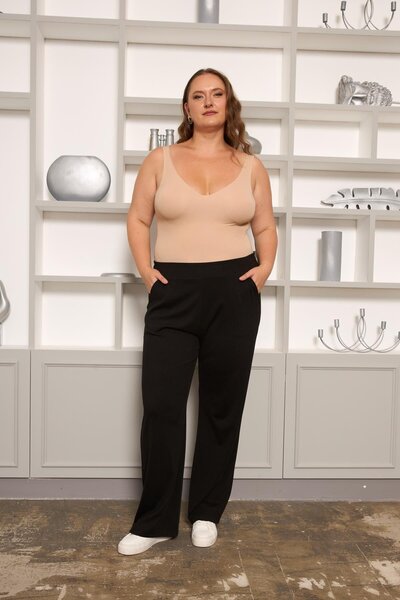 RMG Relaxed Fit Plus Size Basic Pants Black