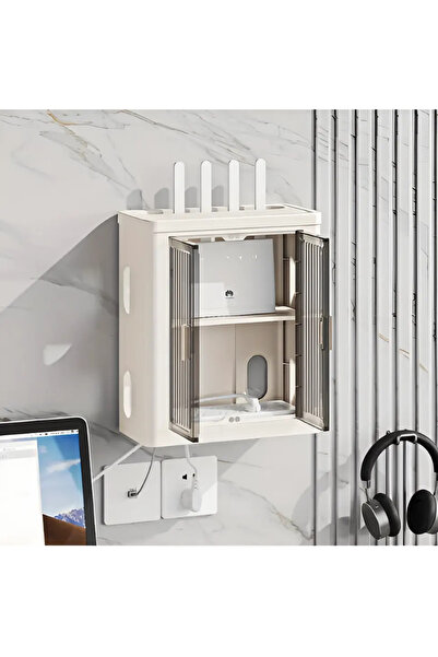 Herum Wi-Fi router support shelf, extension, wall-mounted, hides cables, plastic, 28.5 x 14 x 33 cm