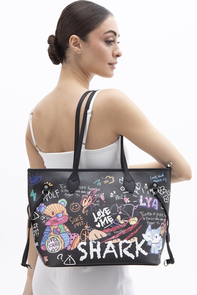 LuviShoes BYN2374 Geantă neagră de umăr pentru femei