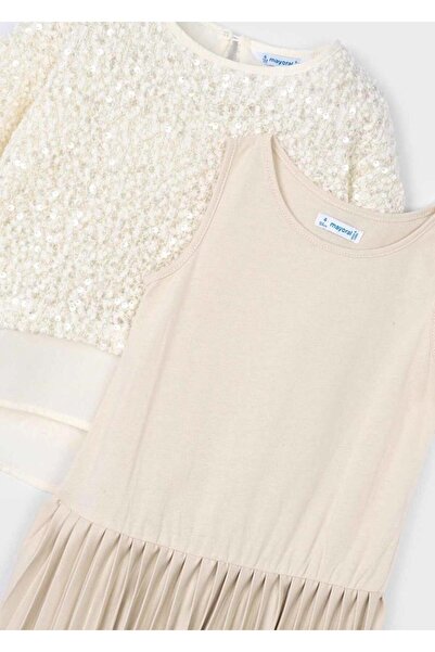 MAYORAL Φόρεμα με παγιέτες 2 τεμαχίων - Εκρού