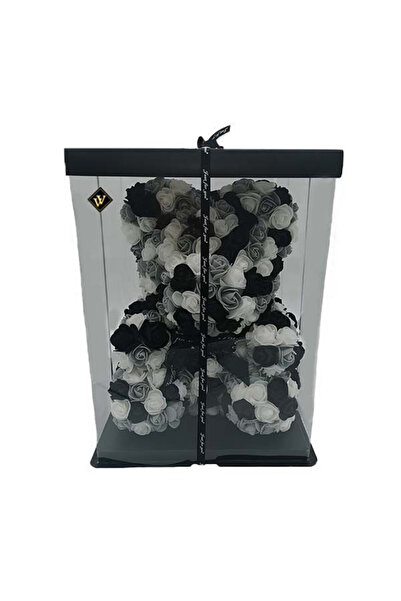 velve Ursulet Floral Triple color din Trandafiri spuma in cutie cadou, 40 cm,...