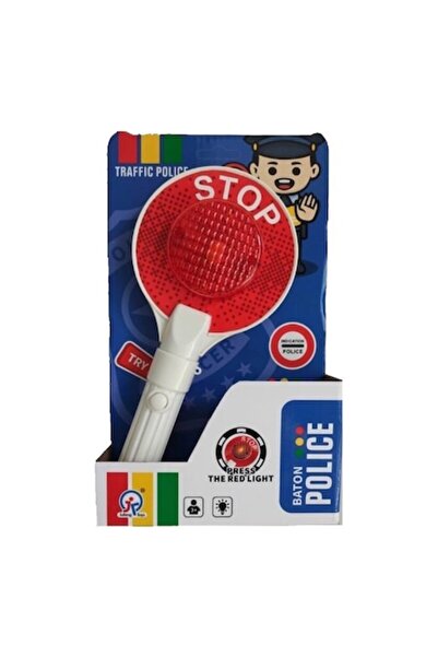 Toy Toy Toy Baston de poliție cu lumină, jucărie pentru copii, roșu și alb