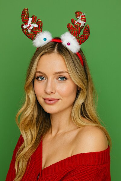 TAKIŞTIR تاج أحمر اللون بتصميم القرن لعيد الميلاد