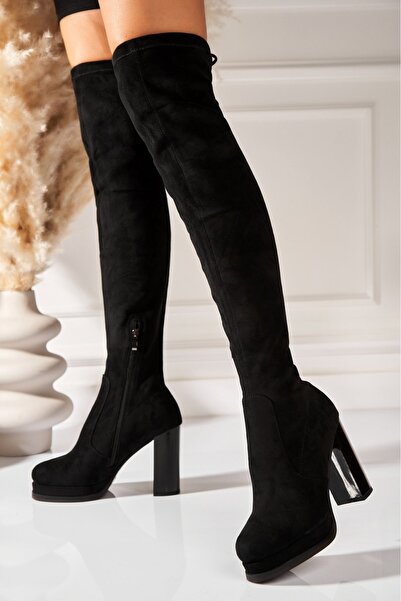 Joana Ghete de iarnă Mazey din piele întoarsă neagră