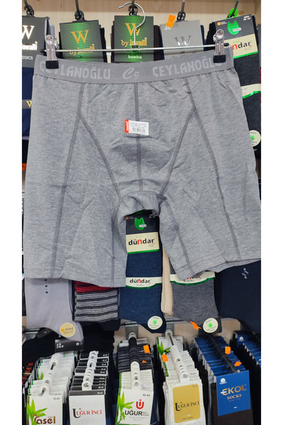 Ceylanoğlu Men's 3-Piece 90% Cotton 10% Lycra Long Leg Boxer 049 Black