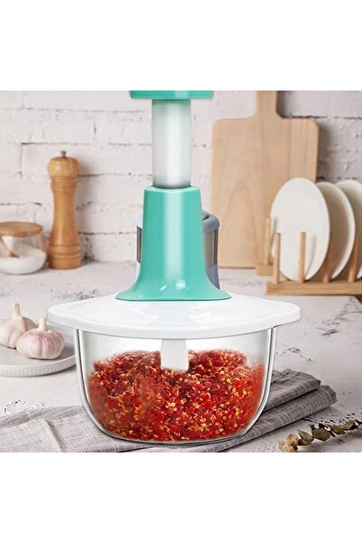 FOXMAG24 Manual Mincer for Vegetables & Meat, 700ml Capacity, Plastic & Aluminum, White/Green