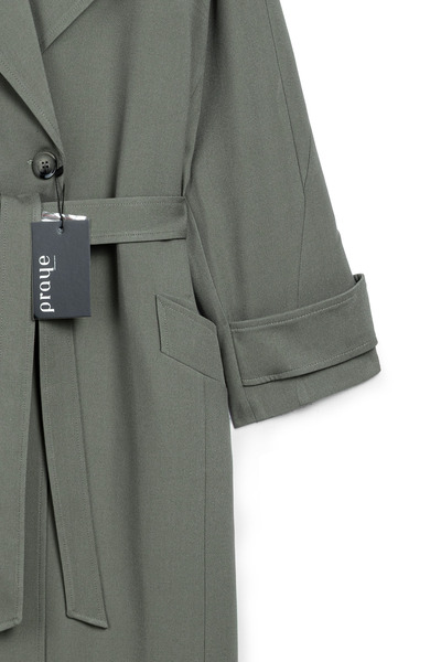 praye Astarlı Klasik Trenç Haki