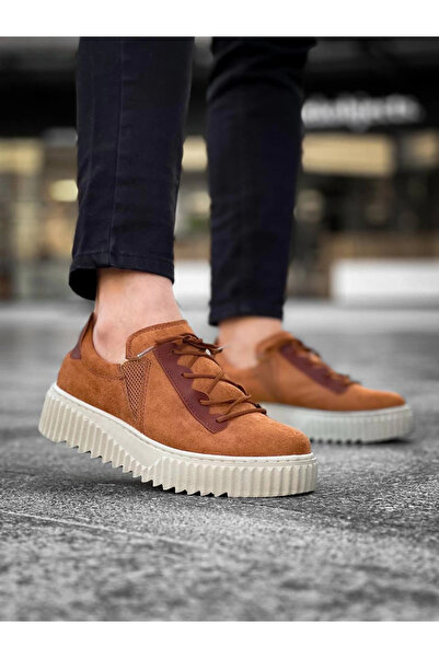 Zerenyus Zrn-X502 Tan Suede High Sole Elastic Casual Men's Shoes