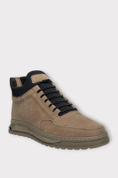 Liger Men's Nubuck Genuine Leather Lace-Up Non-Slip Rubber Sole Boots Beige