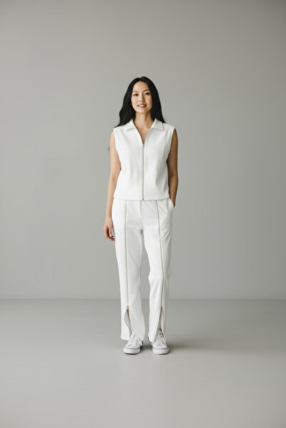 NEWCO Stylish Zipper Detail Sleeveless Top and Side Zipper Pants Two-Piece Set