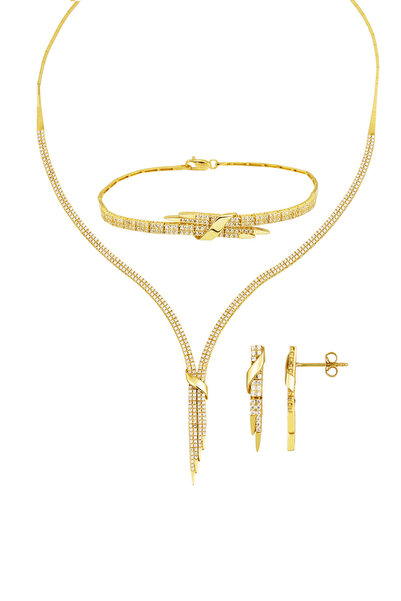 Bilezikci Kemerli Sarkıt Altın Suyolu Düğün Seti