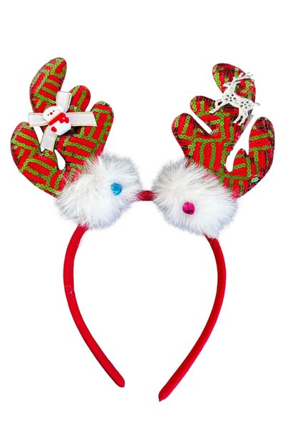 TAKIŞTIR تاج أحمر اللون بتصميم القرن لعيد الميلاد