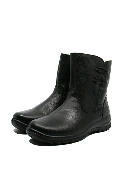 Rieker Women's Black Boots with Faux Fur and Decorative Zipper