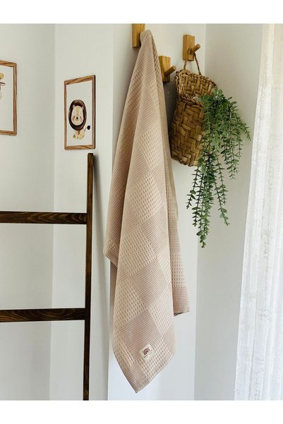 Fulya Tuhafiye Ftbabycollection %100 Cotton Waffle Pike Baby Blanket 90X100 cm –Beige