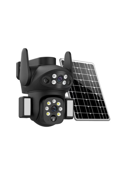 iKlassQeer Cameră Solară 4G Dual Lens cu Lentilă Rotativă, 5MP, Sunet Bidirecțional și Alarmă