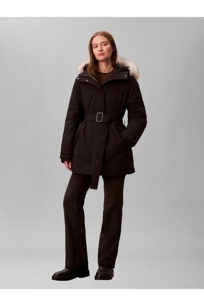 Calvin Klein BELTED MATTE QUILTED JACKET WITH