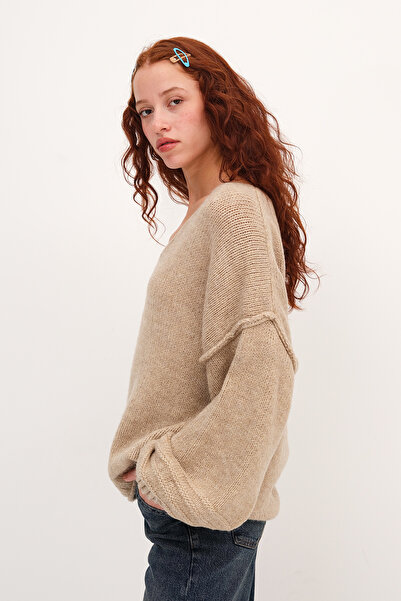 Addax V-Neck Knitwear Sweater K3488