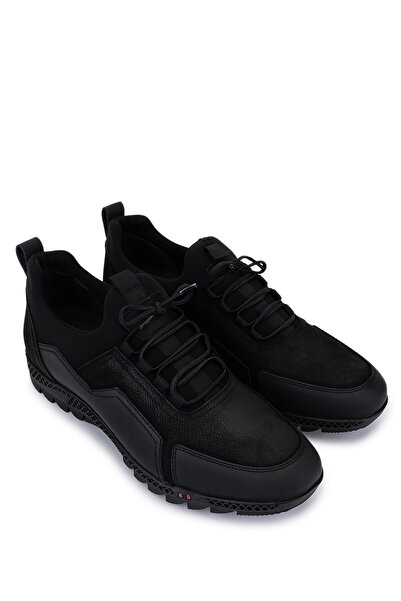 Tamer Tanca Erkek Hakiki Deri Siyah Nubuk Sneakers & Spor Ayakkabı