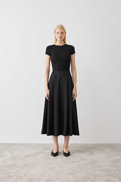 TERZİ DÜKKANI FUSTA PLEATĂ DORE NEGRĂ