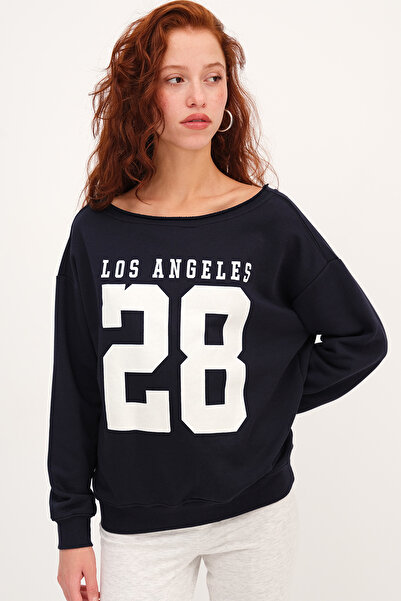 Addax Los Angeles Baskılı Sweatshirt S10553