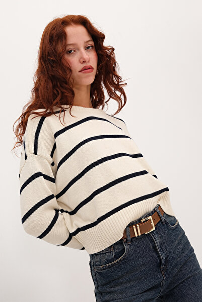 Addax Çizgili Triko Kazak K10328