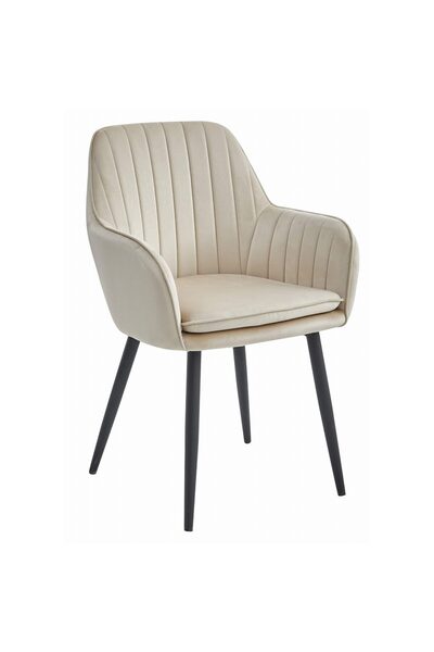 Leobert Scaun stil fotoliu bucatarie/living, Artool, Lugo, catifea, metal, bej si negru, 57.5x56.5x86.5 cm