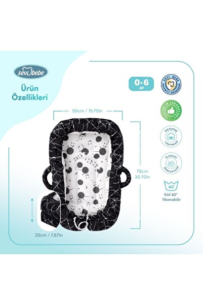 Sevi Bebe سرير للأم بجانب الطفل مع وسادة لتشكيل الرأس ومساحة للنوم المتجاور (ذاتي)