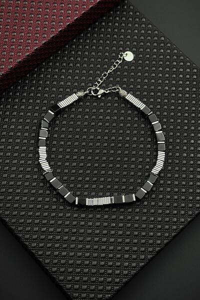 FRNCH 316L Çelik ve Onyx Doğal Taşlı Siyah Renk Erkek Bileklik FRJ12667-3667-S