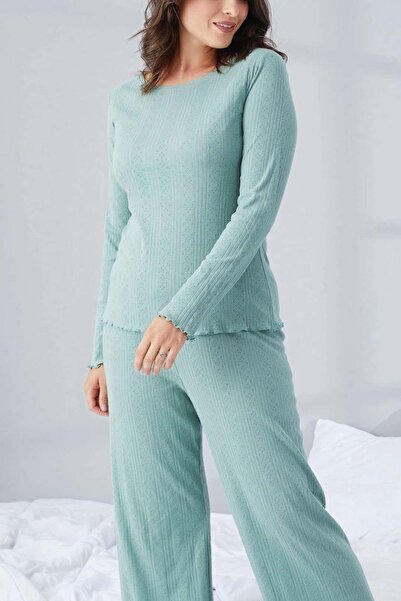 FREEWİSE طقم بيجامة نسائية بأكمام طويلة مصنوعة من القطن بنسبة 100%