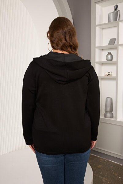 RMG Large Size Sweatshirt with Pocket Detail Black