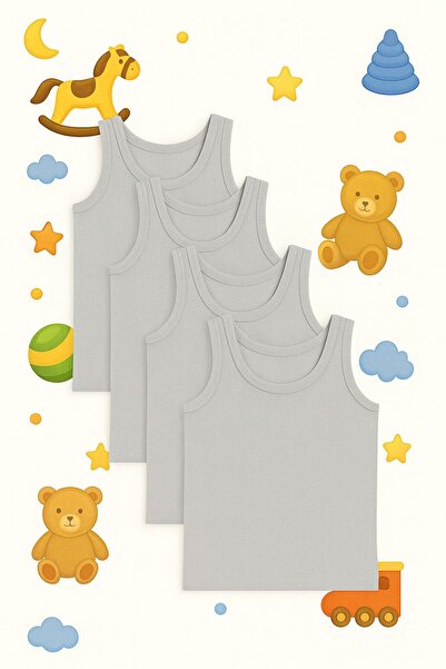 ExLove 4 قطع من قمصان الأولاد الرياضية ذات اللون الواحد - قطنية ومريحة