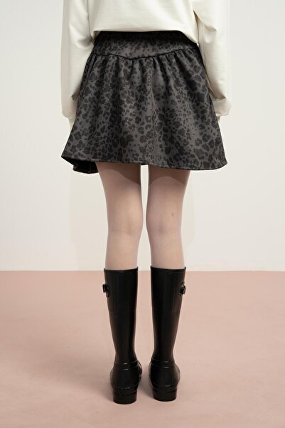 LOCO LOCO Fusta pentru fete din piele intoarsa cu loepe - Antracit