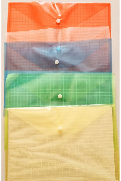 Modellino 5 Pack of 5 Different Colors Thick Pvc Snap File A4 33X23Cm Transparent Snap Envelope File