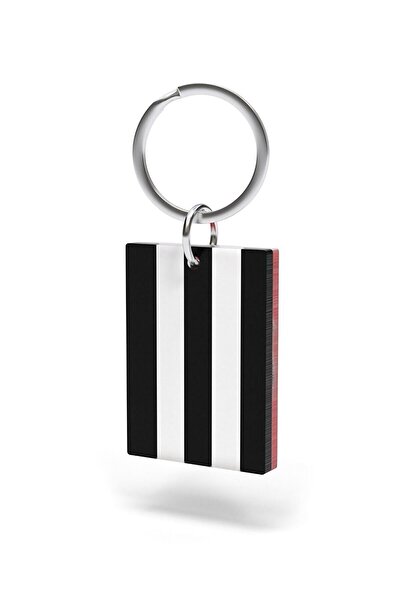 Beşiktaş Licensed Red Logo Double-Sided Stick Keychain with Eagle Wooden Box